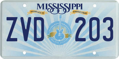 MS license plate ZVD203