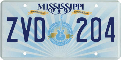MS license plate ZVD204