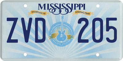 MS license plate ZVD205