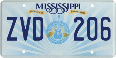 MS license plate ZVD206