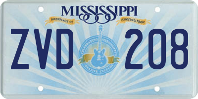 MS license plate ZVD208