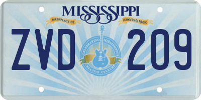 MS license plate ZVD209