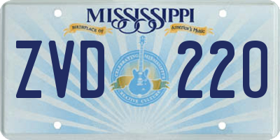 MS license plate ZVD220