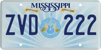 MS license plate ZVD222