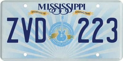 MS license plate ZVD223