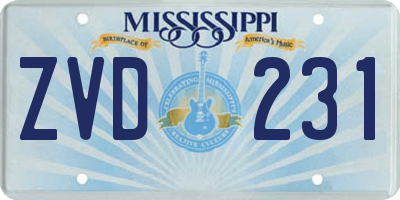 MS license plate ZVD231