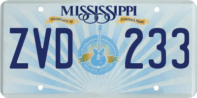 MS license plate ZVD233