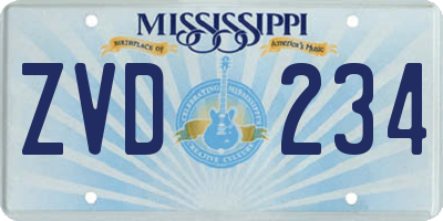 MS license plate ZVD234