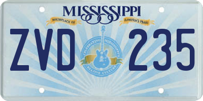 MS license plate ZVD235