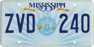 MS license plate ZVD240