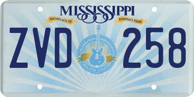 MS license plate ZVD258