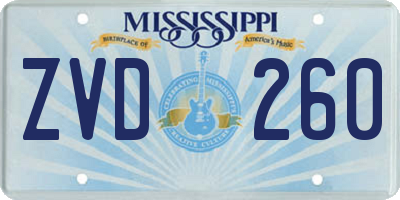 MS license plate ZVD260