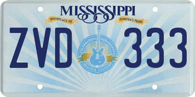 MS license plate ZVD333