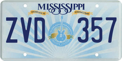 MS license plate ZVD357
