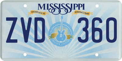 MS license plate ZVD360