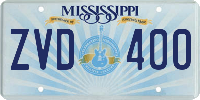 MS license plate ZVD400