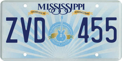 MS license plate ZVD455