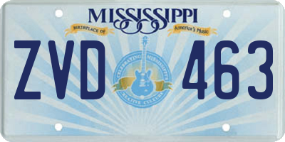 MS license plate ZVD463
