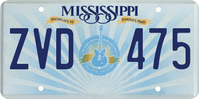MS license plate ZVD475