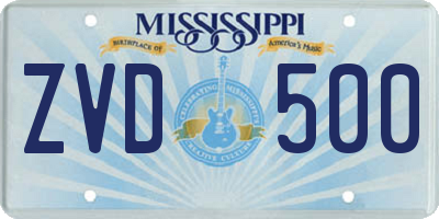 MS license plate ZVD500