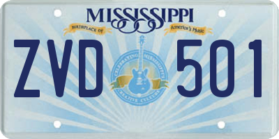 MS license plate ZVD501
