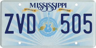MS license plate ZVD505