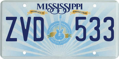 MS license plate ZVD533