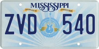 MS license plate ZVD540