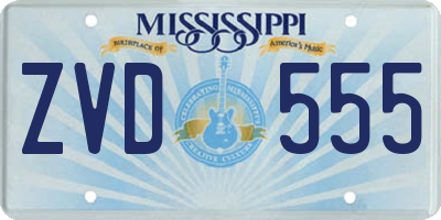 MS license plate ZVD555