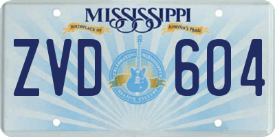 MS license plate ZVD604