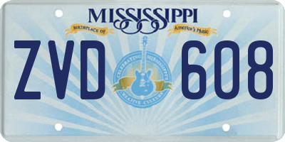MS license plate ZVD608