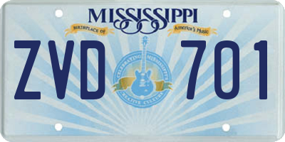 MS license plate ZVD701