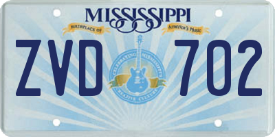 MS license plate ZVD702