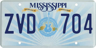 MS license plate ZVD704