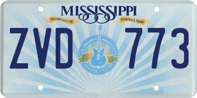 MS license plate ZVD773