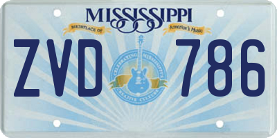 MS license plate ZVD786