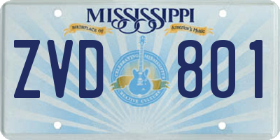 MS license plate ZVD801
