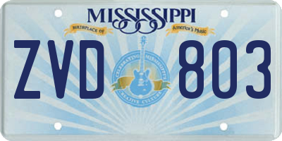 MS license plate ZVD803