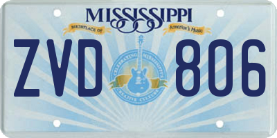 MS license plate ZVD806