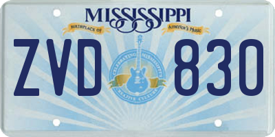 MS license plate ZVD830