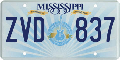 MS license plate ZVD837