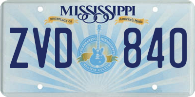 MS license plate ZVD840