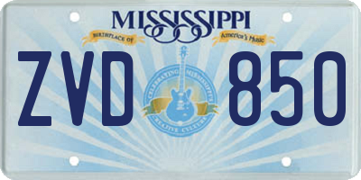 MS license plate ZVD850