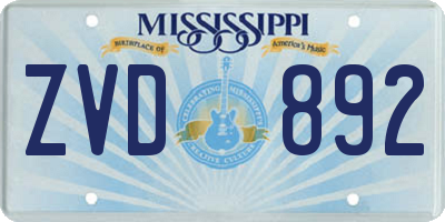 MS license plate ZVD892