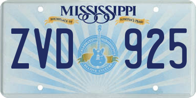 MS license plate ZVD925