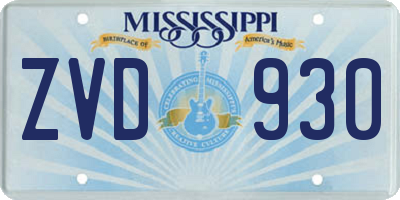 MS license plate ZVD930