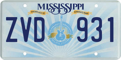 MS license plate ZVD931