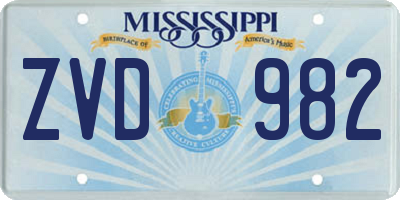 MS license plate ZVD982