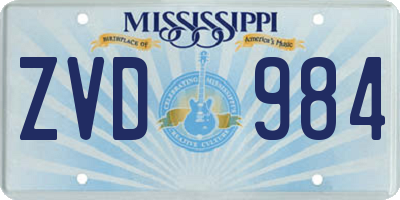 MS license plate ZVD984