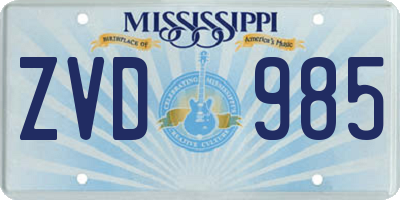 MS license plate ZVD985